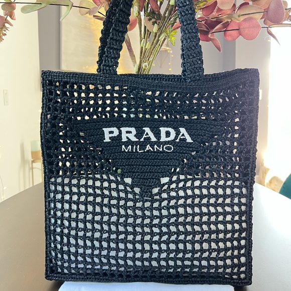 ❌❌SOLD New Prada Raffia Crochet Tote Bag - Picture 3 of 7